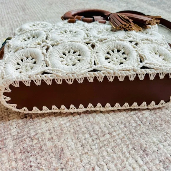 NEW Patricia Nash Vobbia Small Tote Crochet Macrame with Ring Handles - Picture 7 of 8